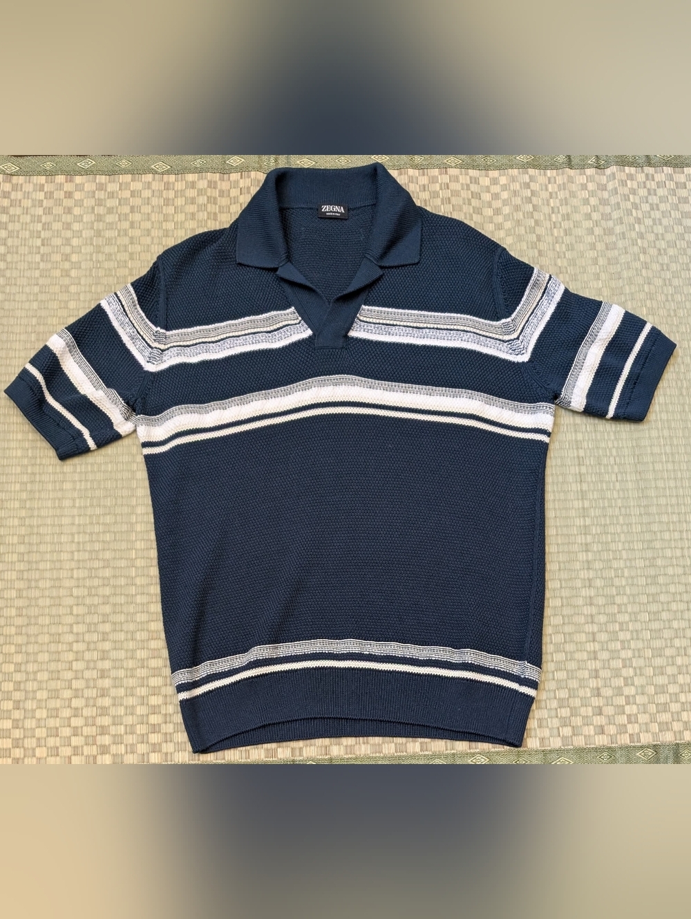 Zegna Cotton & Silk Polo Sweater Men's Size IT 52 Made in Italy $1390